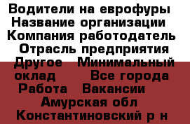 Водители на еврофуры › Название организации ­ Компания-работодатель › Отрасль предприятия ­ Другое › Минимальный оклад ­ 1 - Все города Работа » Вакансии   . Амурская обл.,Константиновский р-н